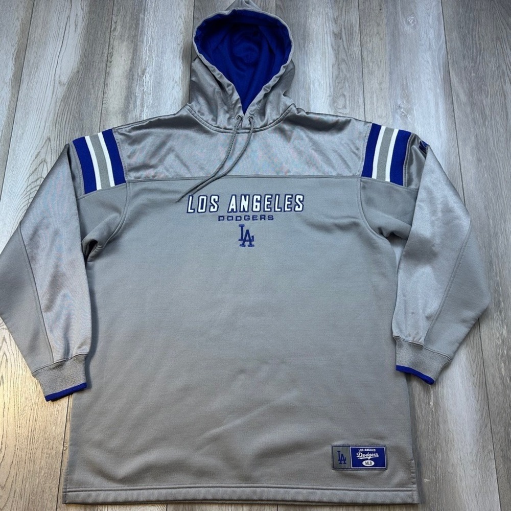 Lee Sport Los Angeles Dodgers Hoodie Mens XL Silver Gray Blue Pullover Baseball